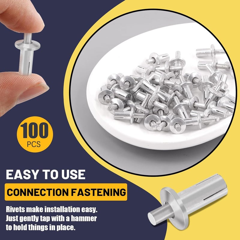 Mardatt 100Pcs M5 x 11mm Aluminum Core Rivets with Round Head, Half Round Head Hammer Drive Rivets, Knock Type Expansion Aluminum Rivets for Home Electronic Equipment - Image 4